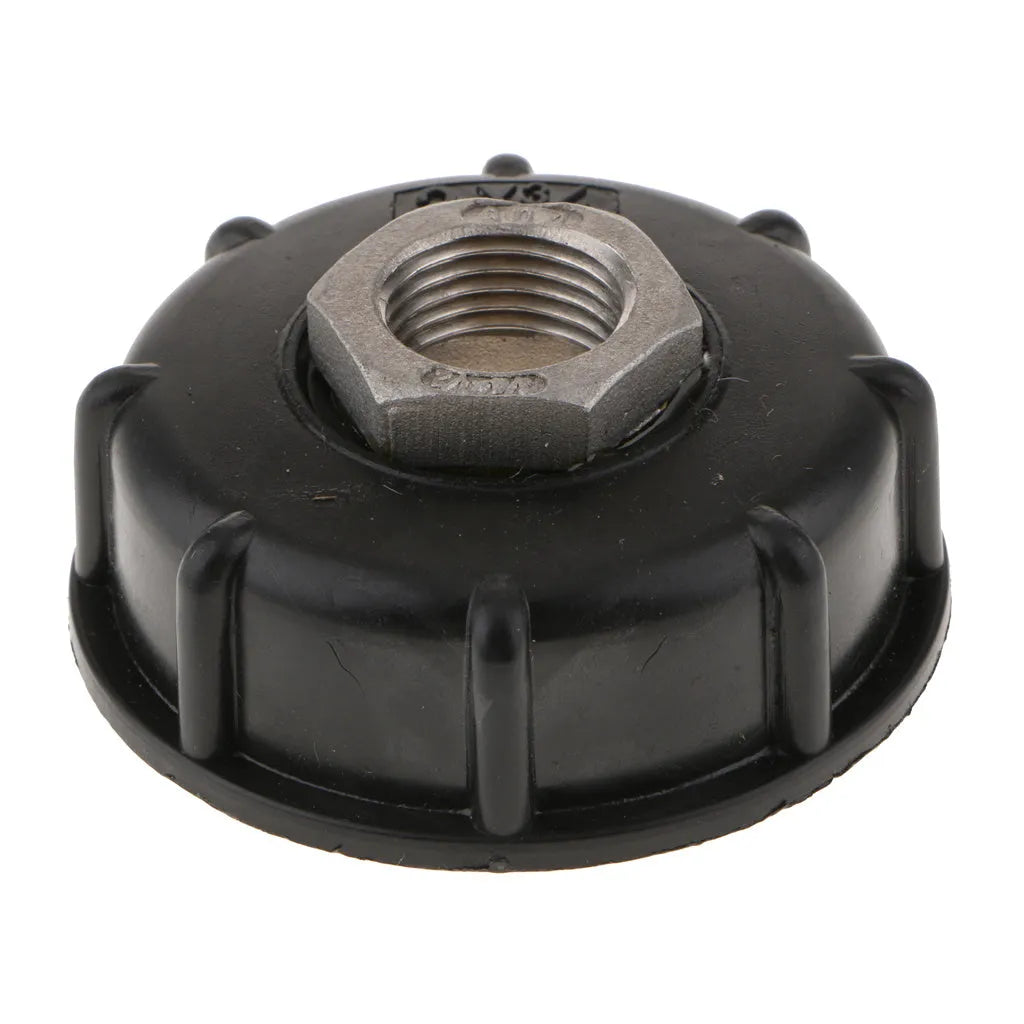 Stainless steel and black PP plastic barrel connector with long inlet thread and smaller outlet