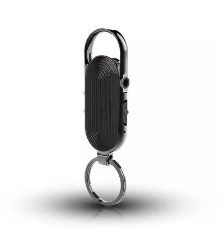 Black zinc alloy portable voice recorder with earphones and charging cable