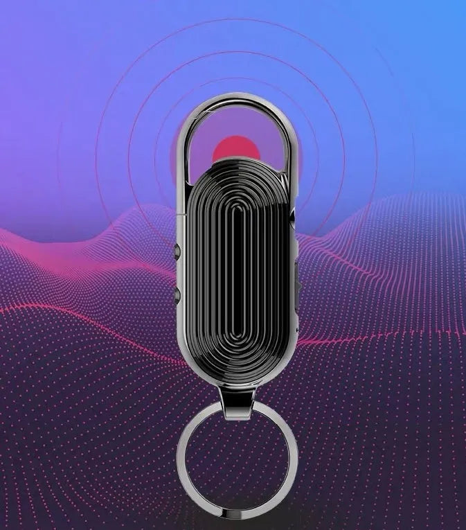 Black zinc alloy portable voice recorder with earphones and charging cable