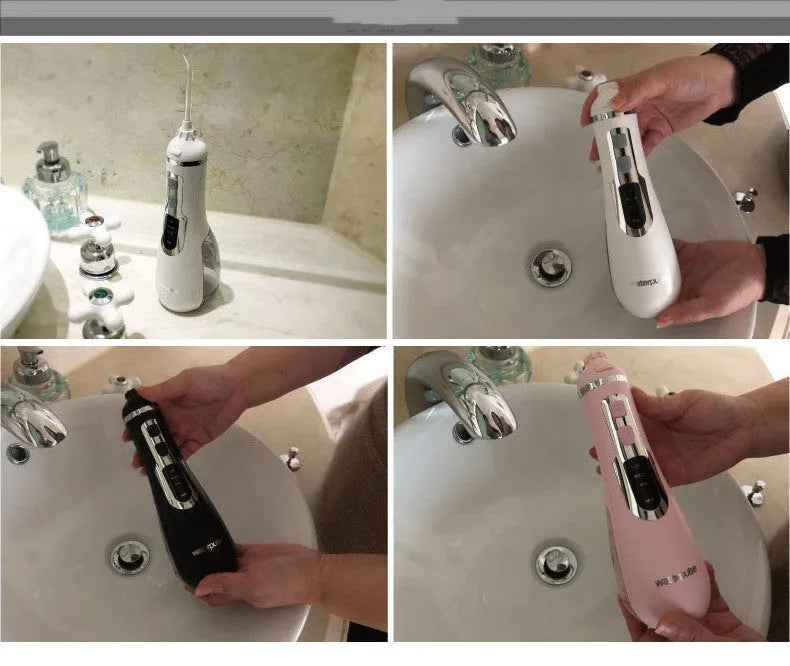 Portable Dental Flusher V500 electric water flosser in white with carrying case