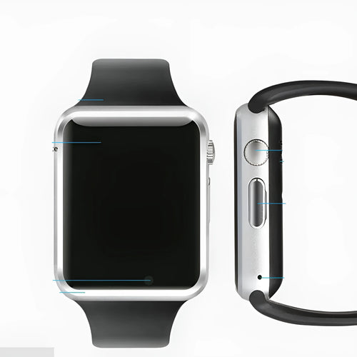 A1 smart watch with 1.54-inch screen showing camera, Bluetooth and GSM connectivity options