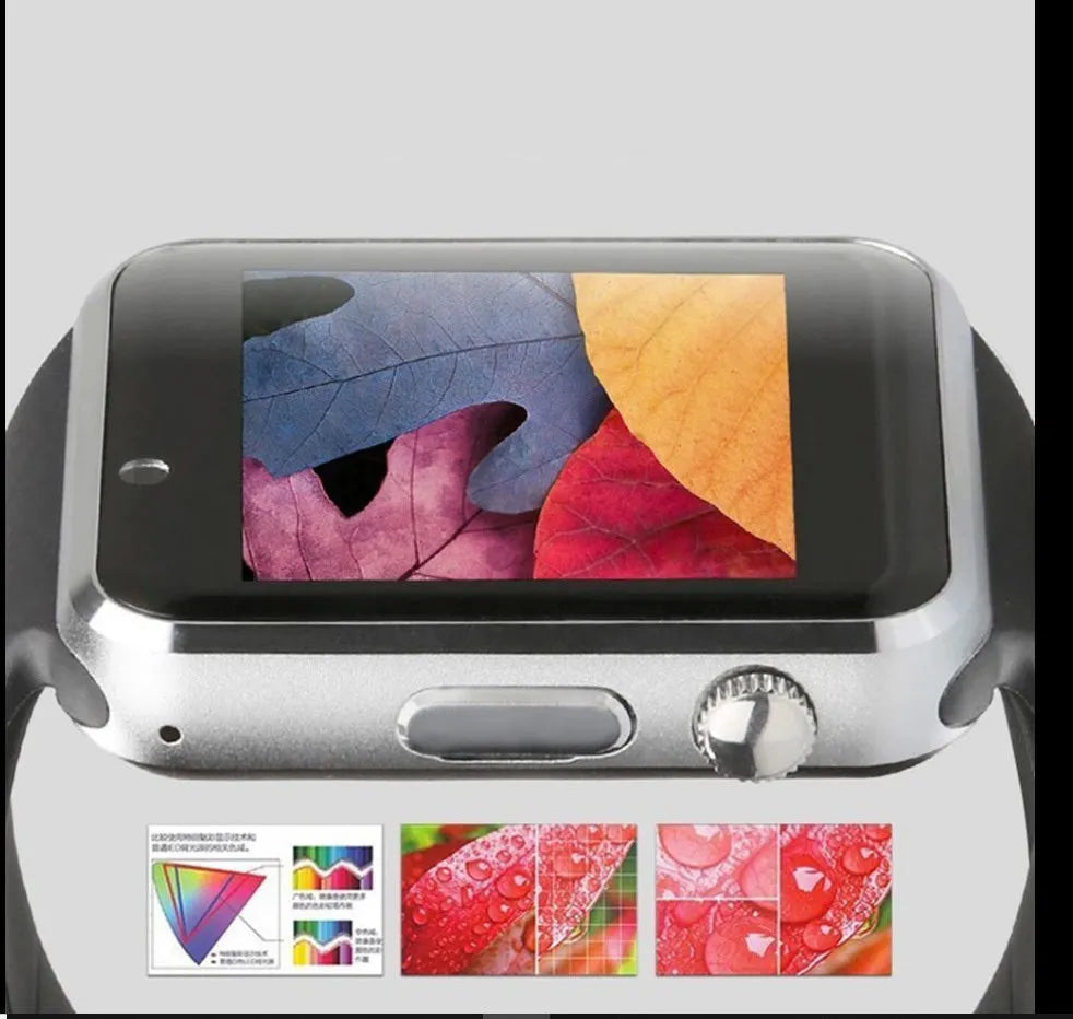 A1 smart watch with 1.54-inch screen showing camera, Bluetooth and GSM connectivity options