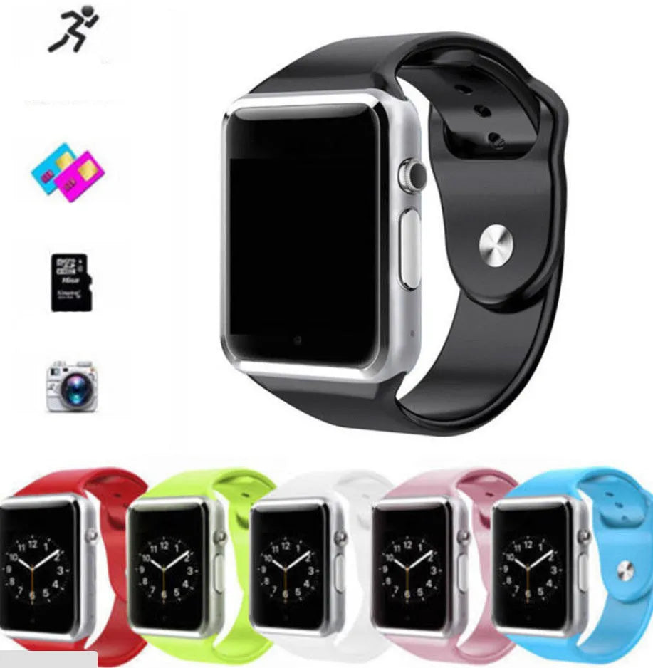 A1 smart watch with 1.54-inch screen showing camera, Bluetooth and GSM connectivity options