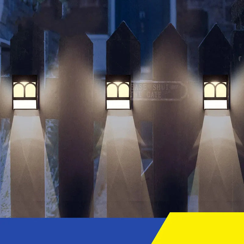 Solar-powered outdoor wall lamp with square design for garden courtyard balcony installation
