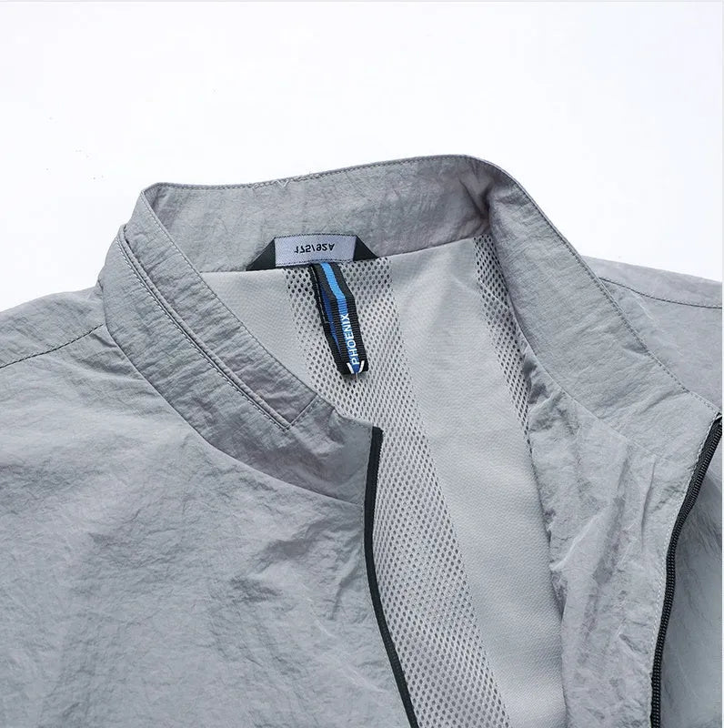 Kentino men's blue long-sleeved summer shirt with UPF sun protection on a hanger