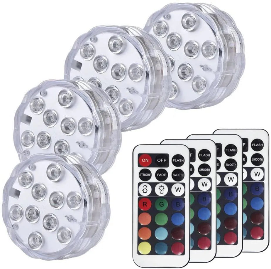 Waterproof circular LED decorative light with remote control for garden pools