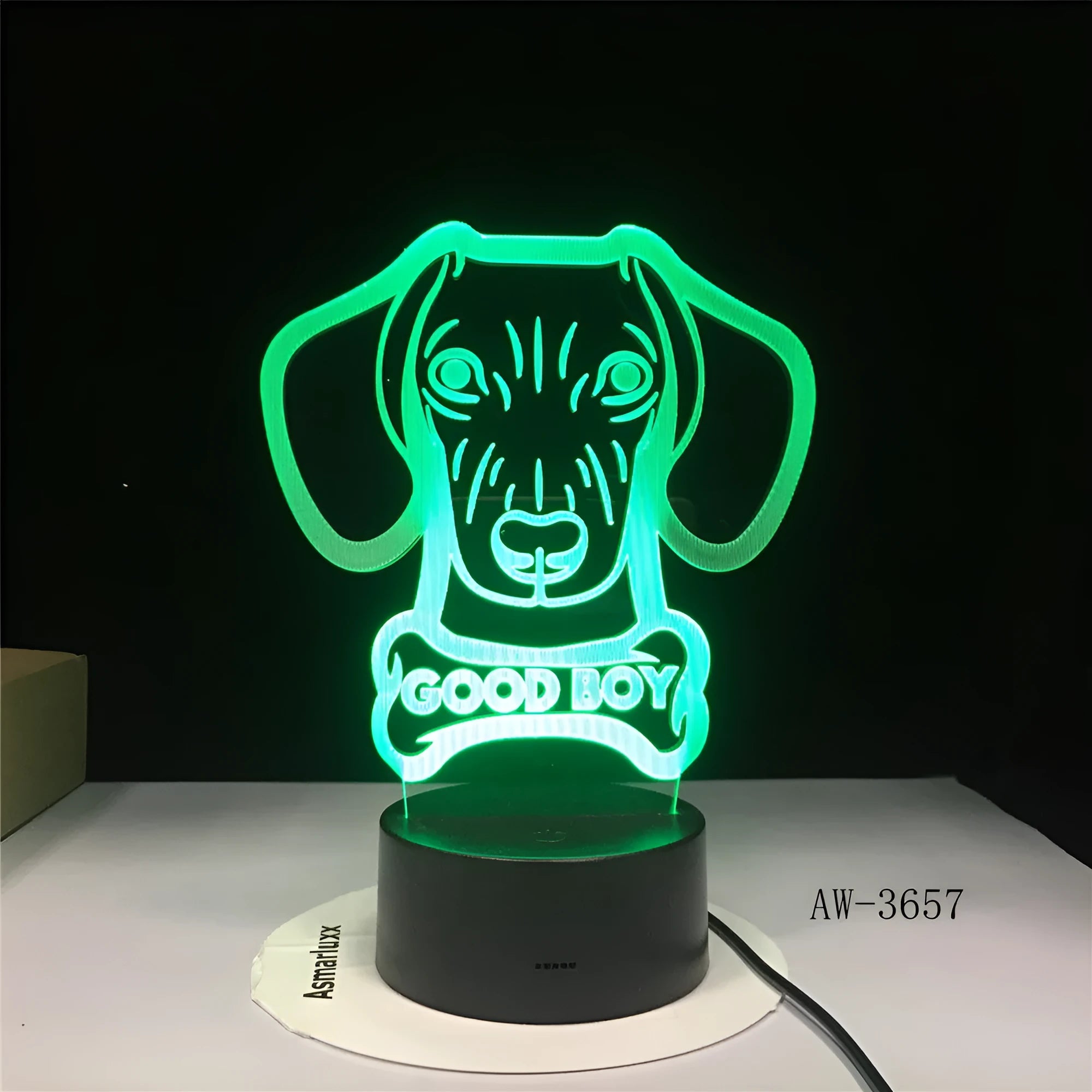 Colourful gradient LED table lamp with remote control on wooden desk