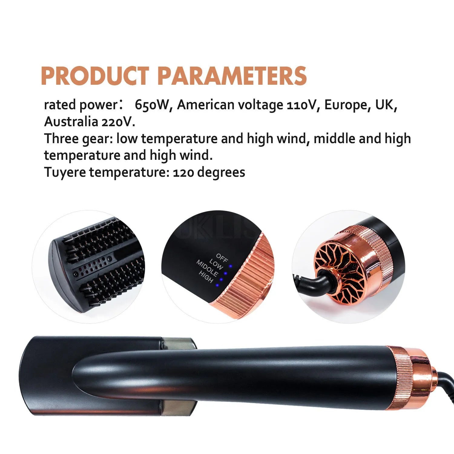 Black and pink infrared hot air styling comb with tourmaline ceramic heat conductor.