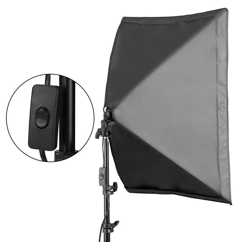 LIBEN 50x70cm studio lighting kit with soft light cloth, reflective backdrop, and 2-metre tall light stand