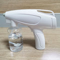 White handheld cordless electric disinfection spray gun with USB charging port