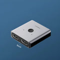 Grey Haibeisi HDMI 1.2 switcher device with two input ports and one output port for 4K video splitting