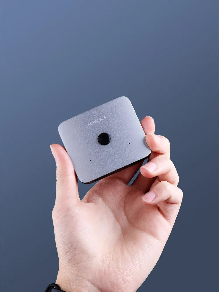 Grey Haibeisi HDMI 1.2 switcher device with two input ports and one output port for 4K video splitting