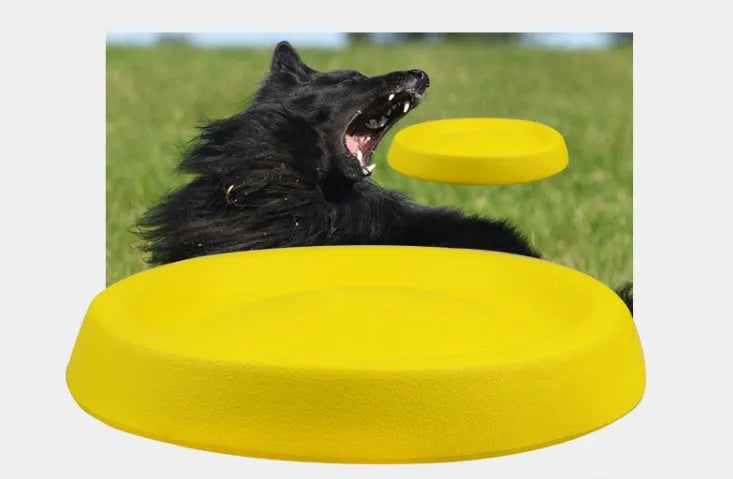 Yellow EVA plastic dog throwing ball for fetch training and interactive play sessions