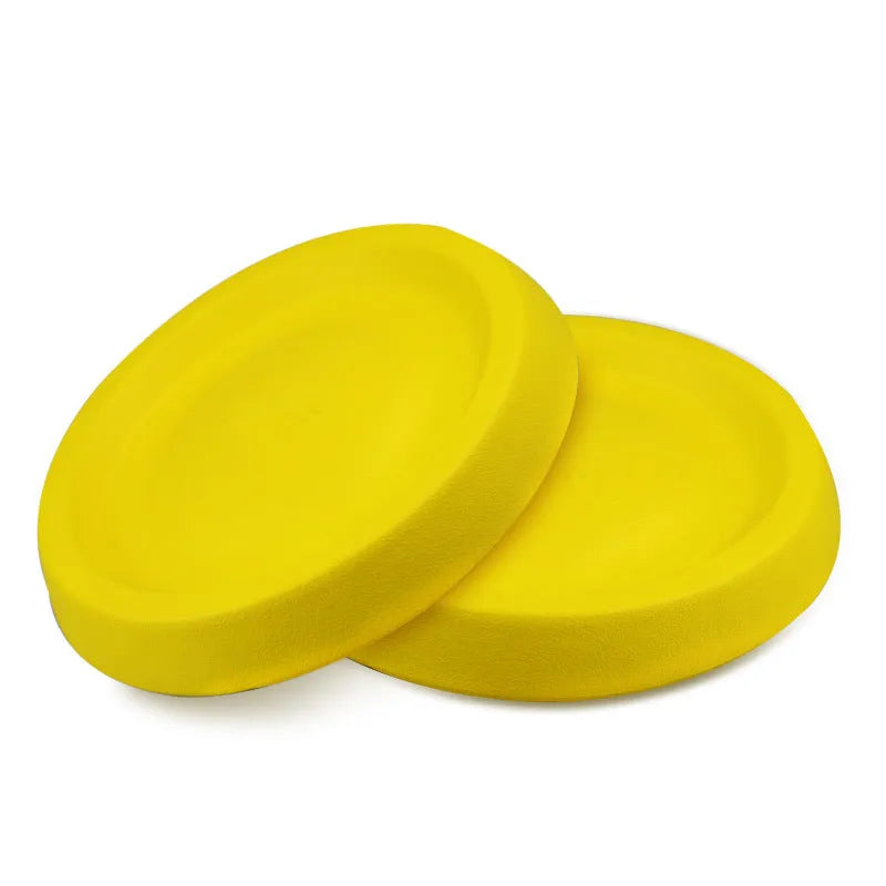 Yellow EVA plastic dog throwing ball for fetch training and interactive play sessions