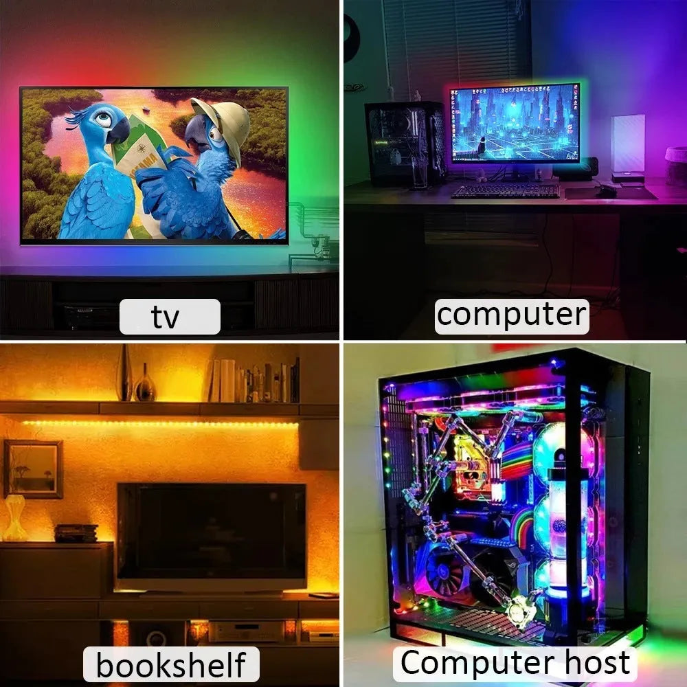 USB LED strip light with SMD2835 LEDs for TV background lighting, 60 beads per metre, USB powered