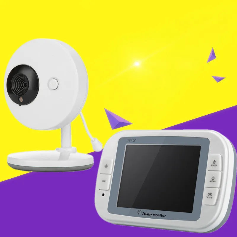 White 3.5-inch wireless baby monitor with UFO-style camera for nursery monitoring