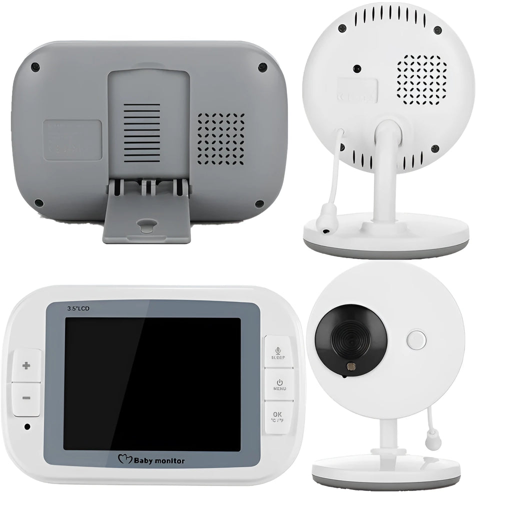 White 3.5-inch wireless baby monitor with UFO-style camera for nursery monitoring