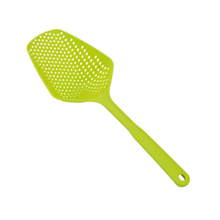 Large nylon strainer colander spoon with 1.90mm thickness in black colour for kitchen cooking and frying