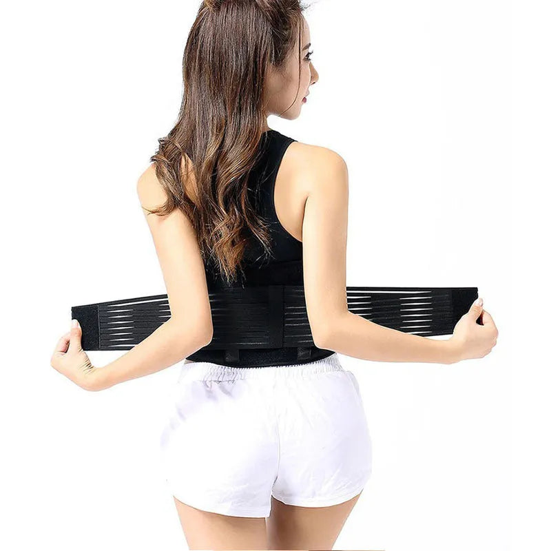Black elastic cloth waist protection belt with magnetic elements for lumbar muscle strain support