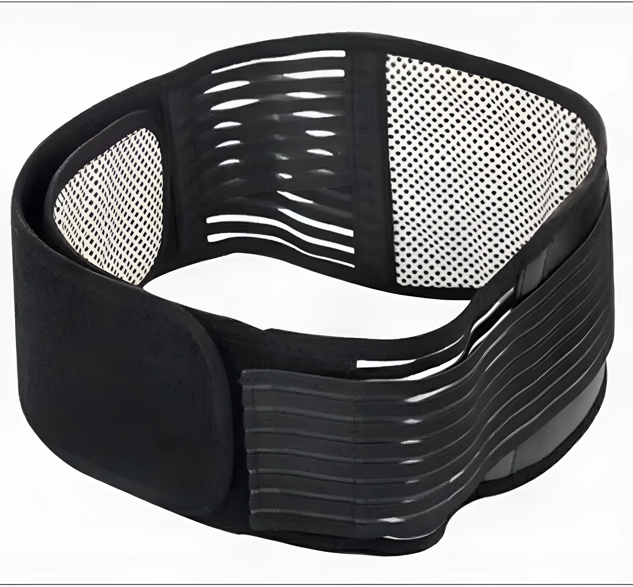 Black elastic cloth waist protection belt with magnetic elements for lumbar muscle strain support