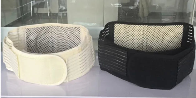 Black elastic cloth waist protection belt with magnetic elements for lumbar muscle strain support