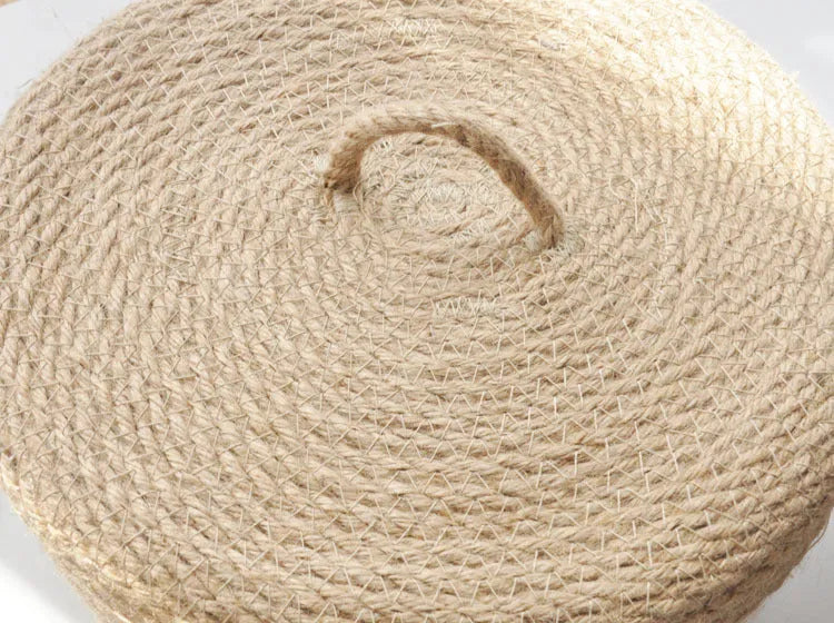 Japanese style linen fabric storage basket with dustproof cover in three sizes.