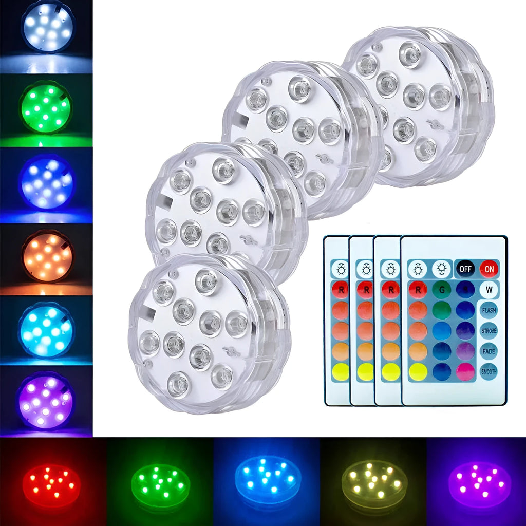 Waterproof circular LED decorative light with remote control for garden pools