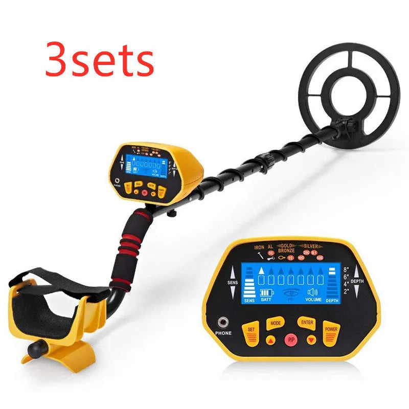 Black and yellow professional metal detector with LCD display and waterproof search coil