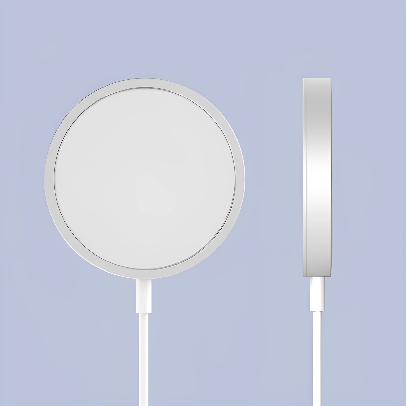 Magsafe magnetic wireless charger for Apple iPhone in silver, black, blue, or red metal finish