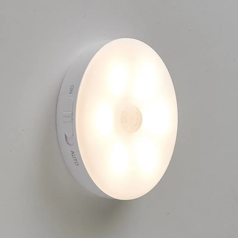 Wireless body sensing LED night light with motion detection for hallways and cabinets