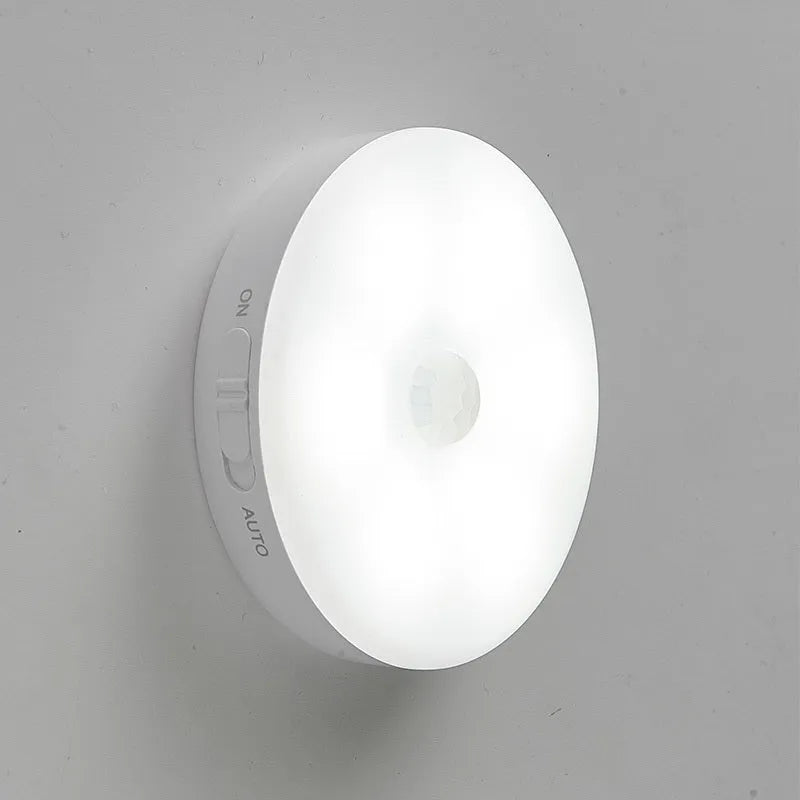 Wireless body sensing LED night light with motion detection for hallways and cabinets