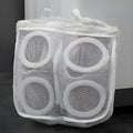 Large shoe washing bag with blue double-layer mesh and foam padding for machine care