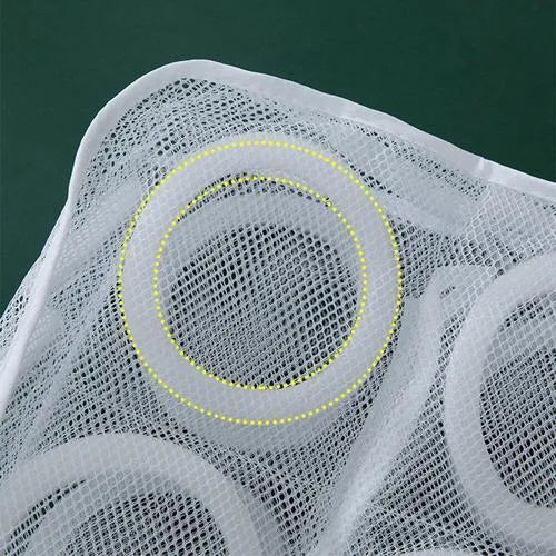 Large shoe washing bag with blue double-layer mesh and foam padding for machine care