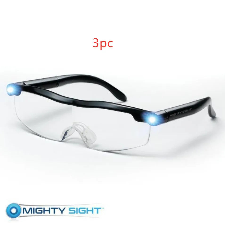 Transparent black USB LED reading glasses with integrated light