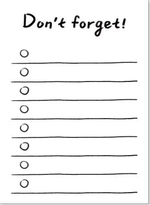 Compact student memo pad showing eight organisational style options including weekly plan and to-do list formats