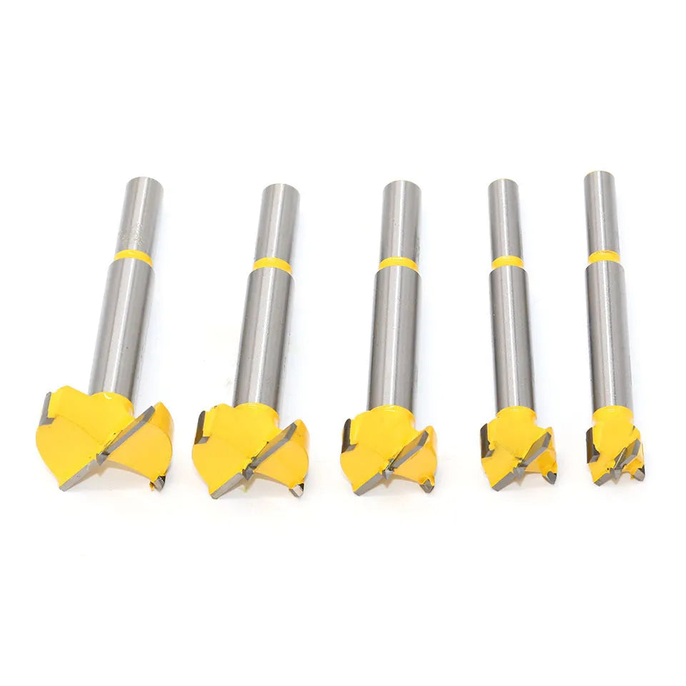 5-piece carbide woodworking hole opener set with wooden box for electric drill