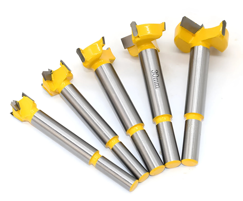 5-piece carbide woodworking hole opener set with wooden box for electric drill
