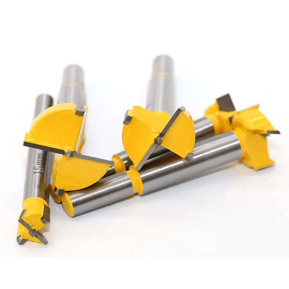 5-piece carbide woodworking hole opener set with wooden box for electric drill