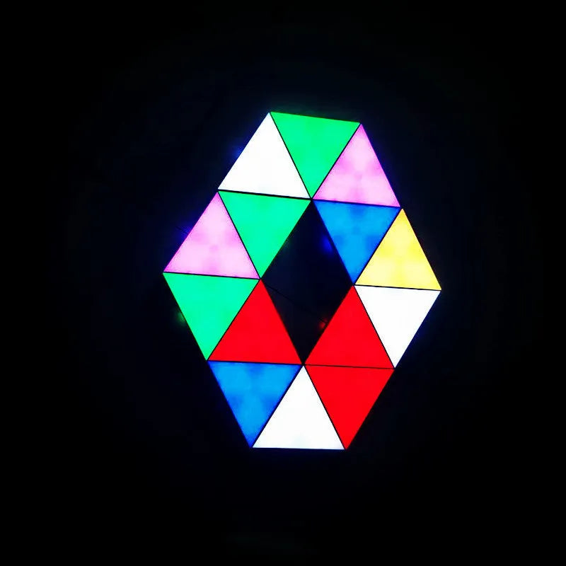 White triangle modular LED light panel set of 6 with RGB lighting and mobile APP control