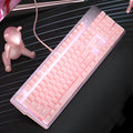 Pink mechanical keyboard and wired mouse gaming set with green or red switch options