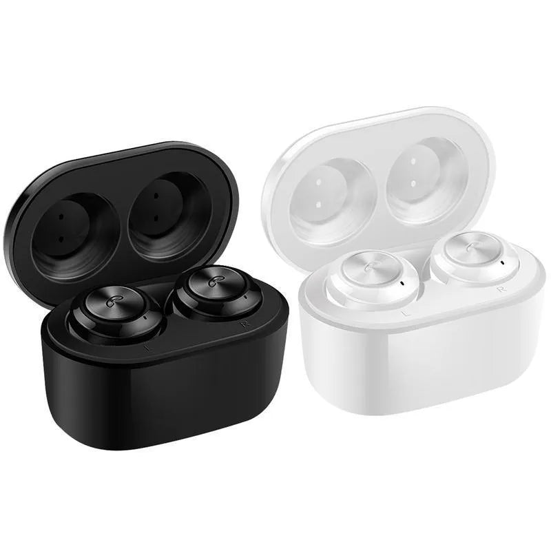 A6 TWS Bluetooth wireless headphones in black and white colour options with earplug design