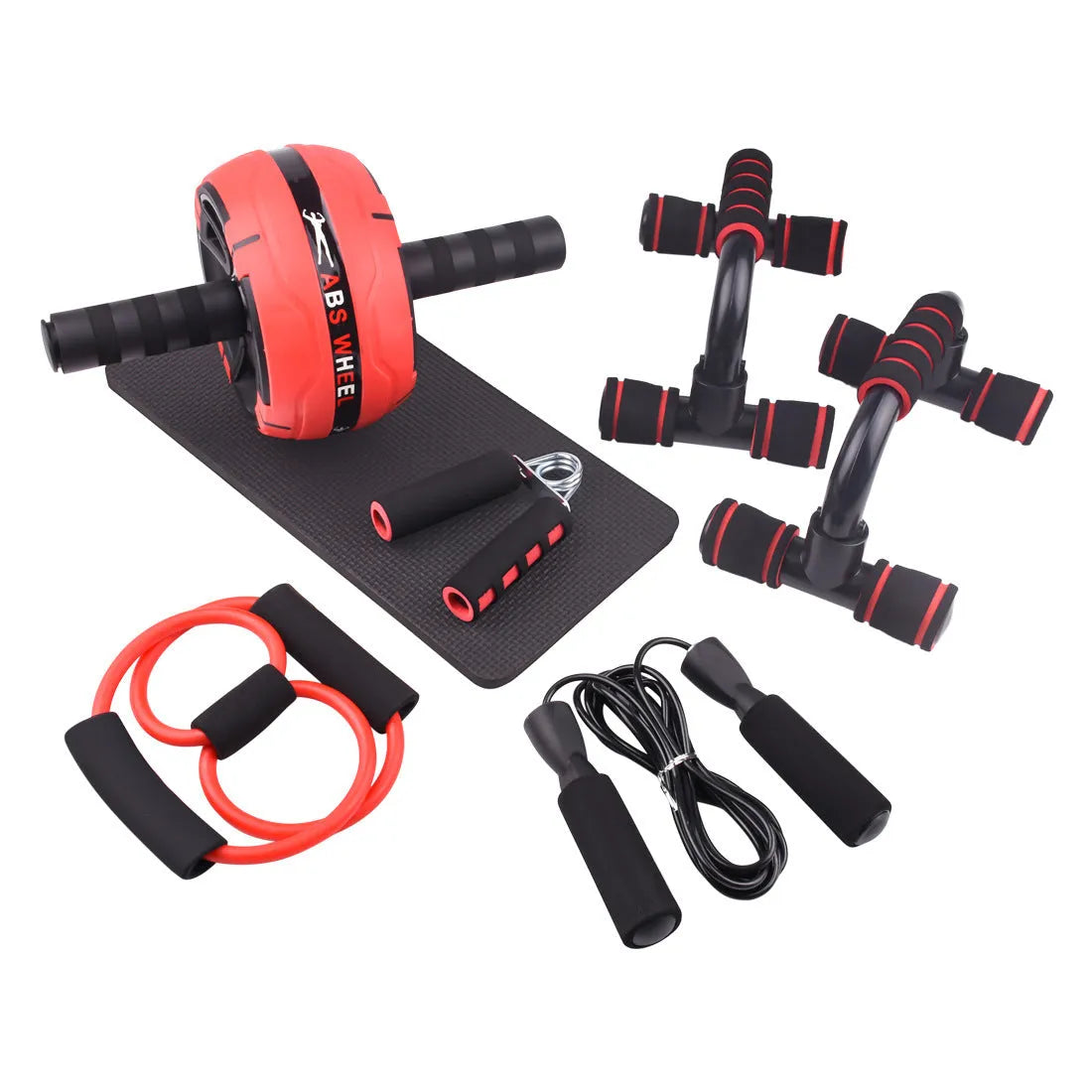 Push-up bar with resistance bands for abdominal and upper body workouts in various colours