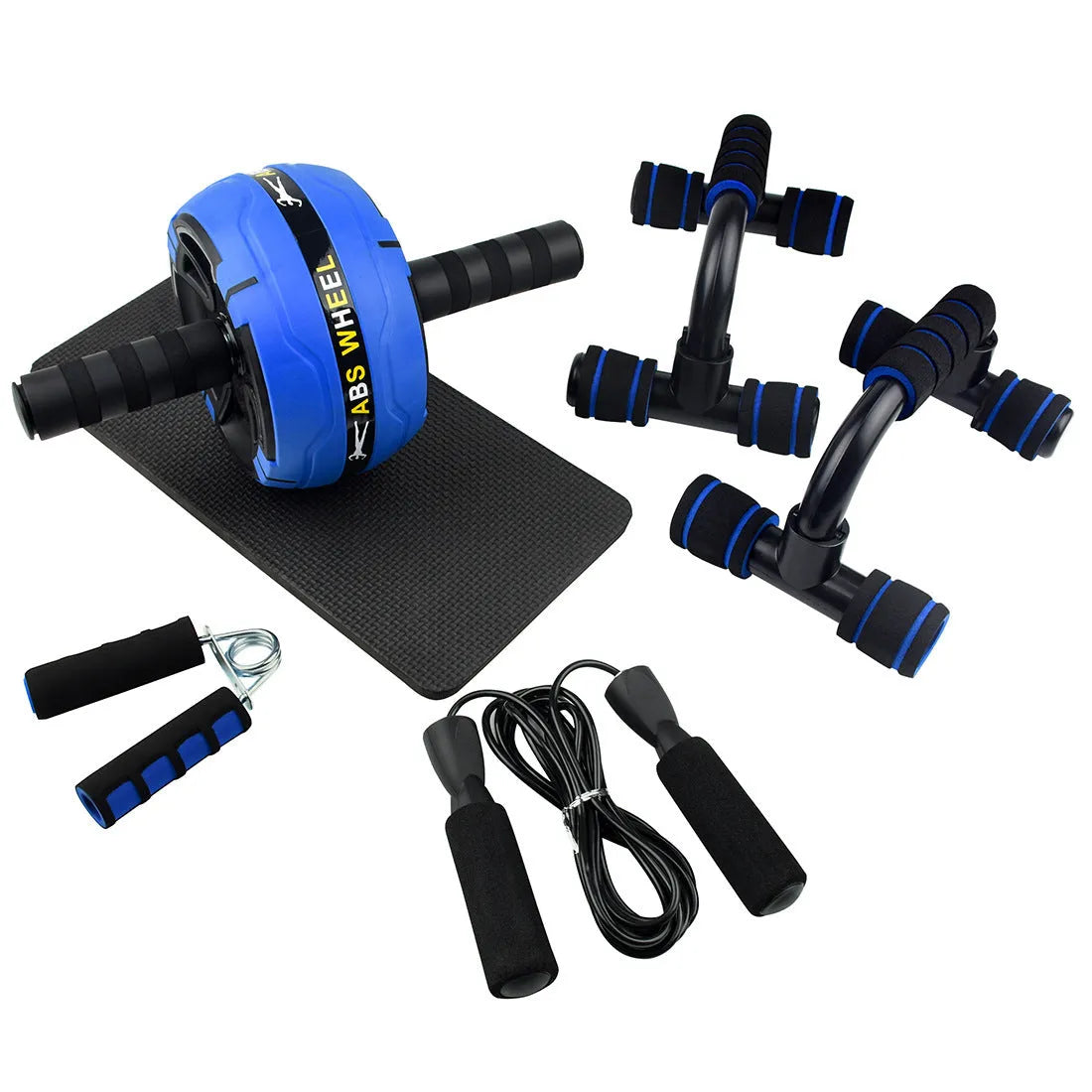 Push-up bar with resistance bands for abdominal and upper body workouts in various colours