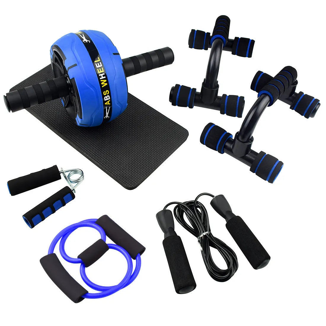 Push-up bar with resistance bands for abdominal and upper body workouts in various colours