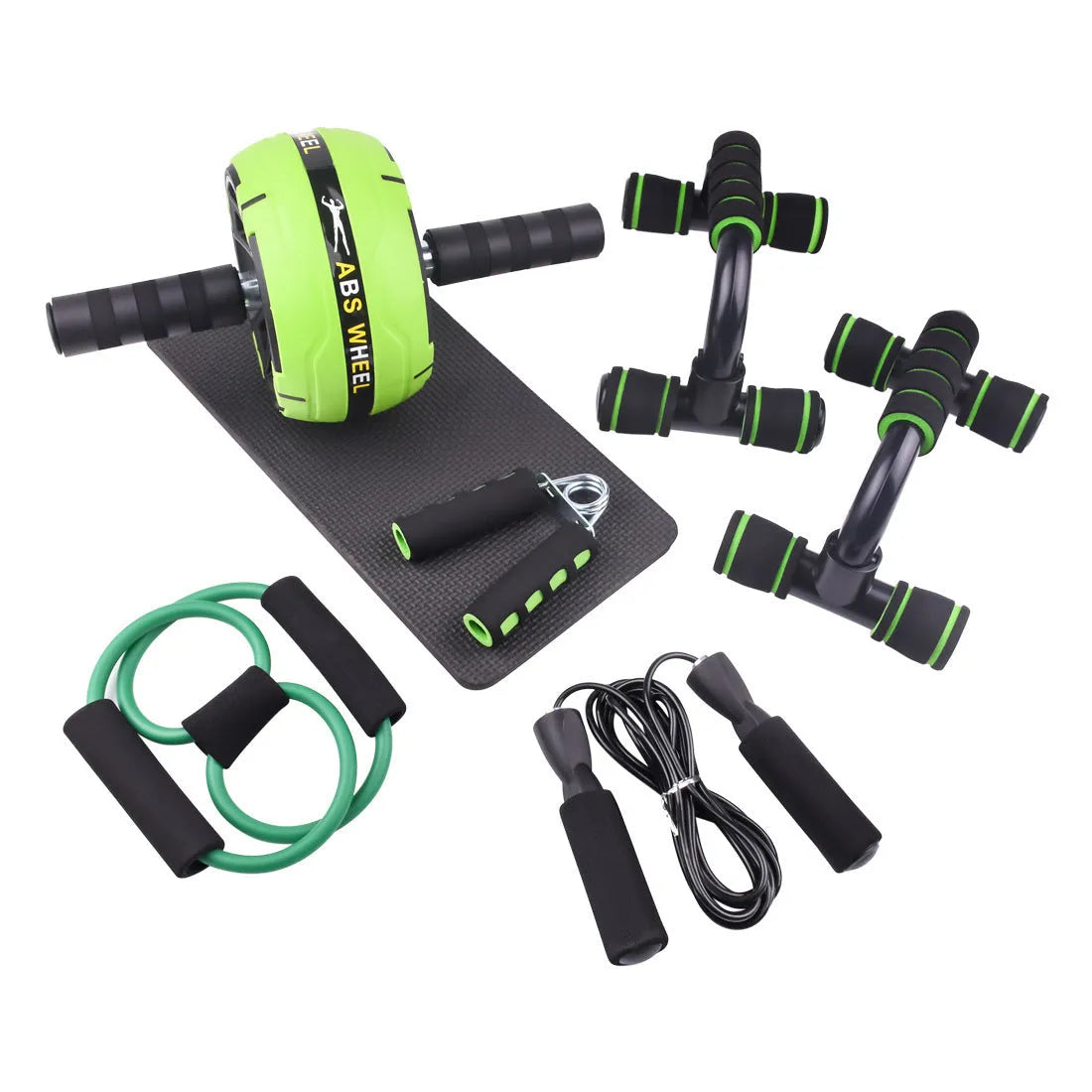 Push-up bar with resistance bands for abdominal and upper body workouts in various colours