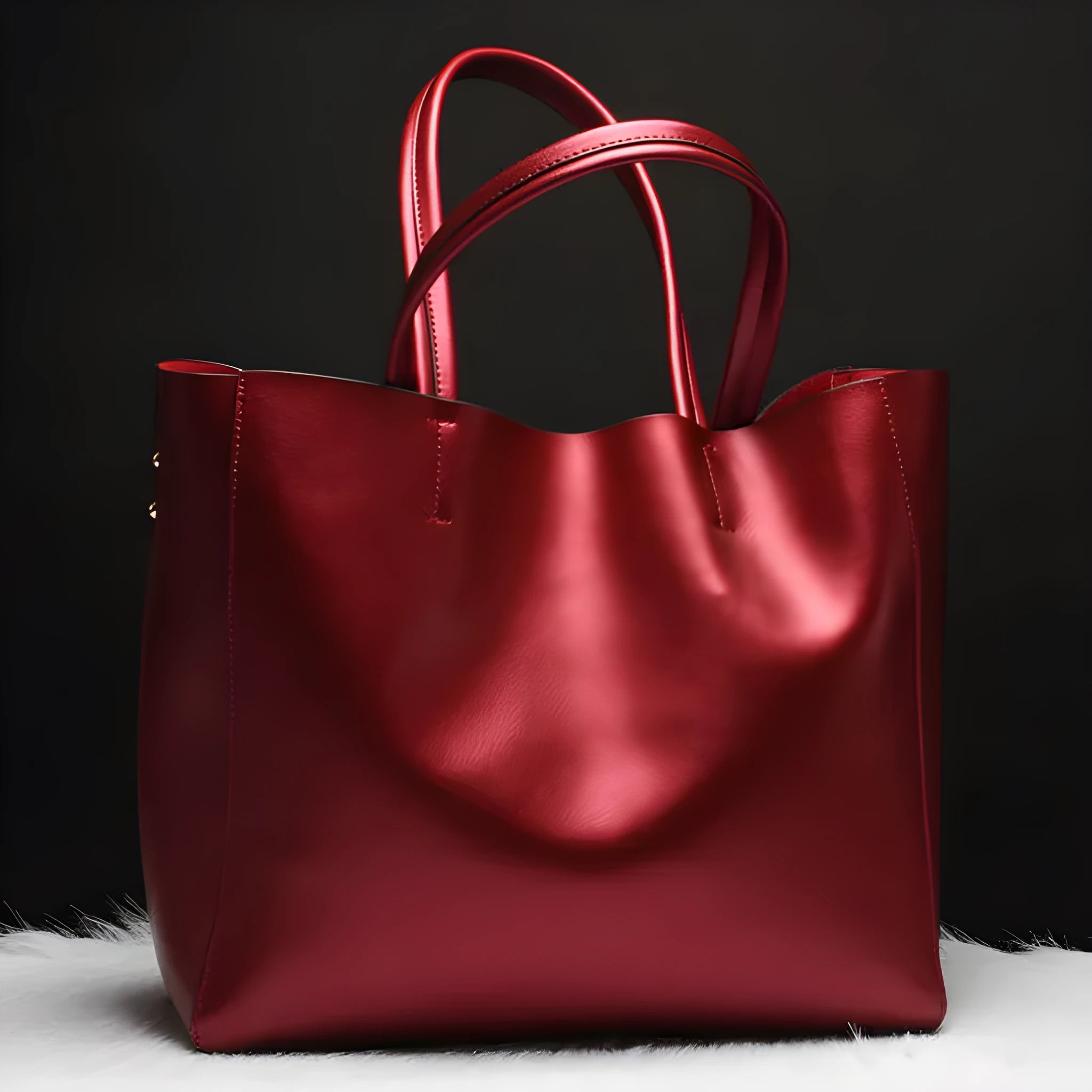 Women's cowhide leather shoulder bag showing silver, bronze, wine red, blue, and black colour options