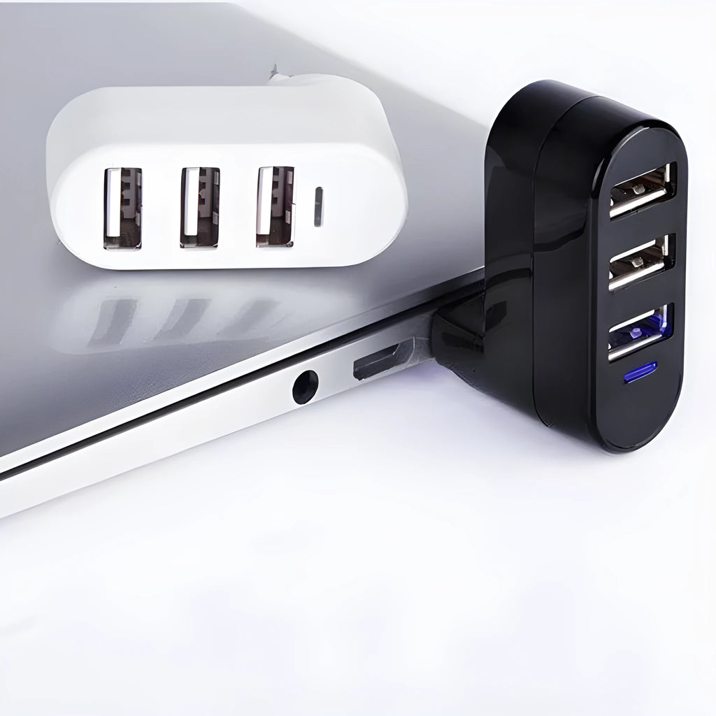 USB 2.0 hub splitter with multiple ports in black and white colour options