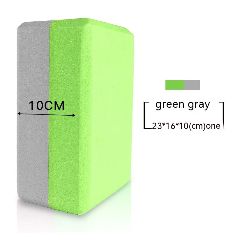 High-density EVA yoga block in a selection of solid colours and printed designs.