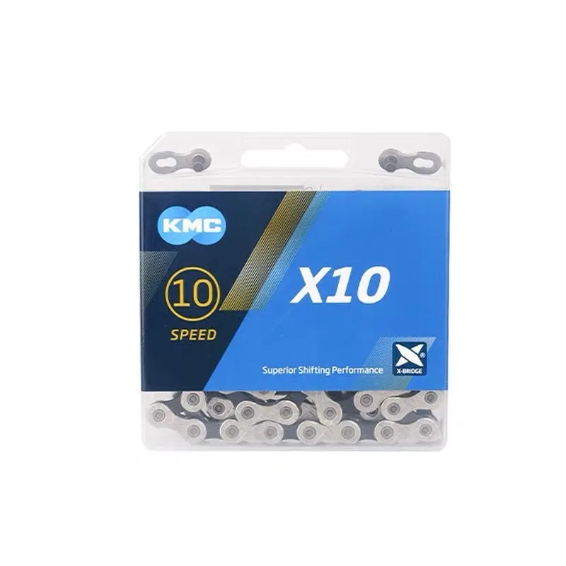 KMC 116L metal bicycle chain in silver for road and mountain bikes
