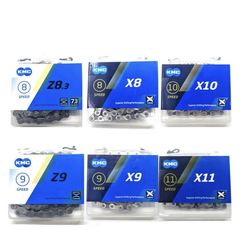 KMC 116L metal bicycle chain in silver for road and mountain bikes